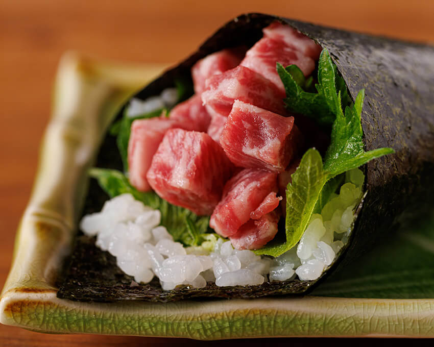 黒毛和牛の手巻き寿司